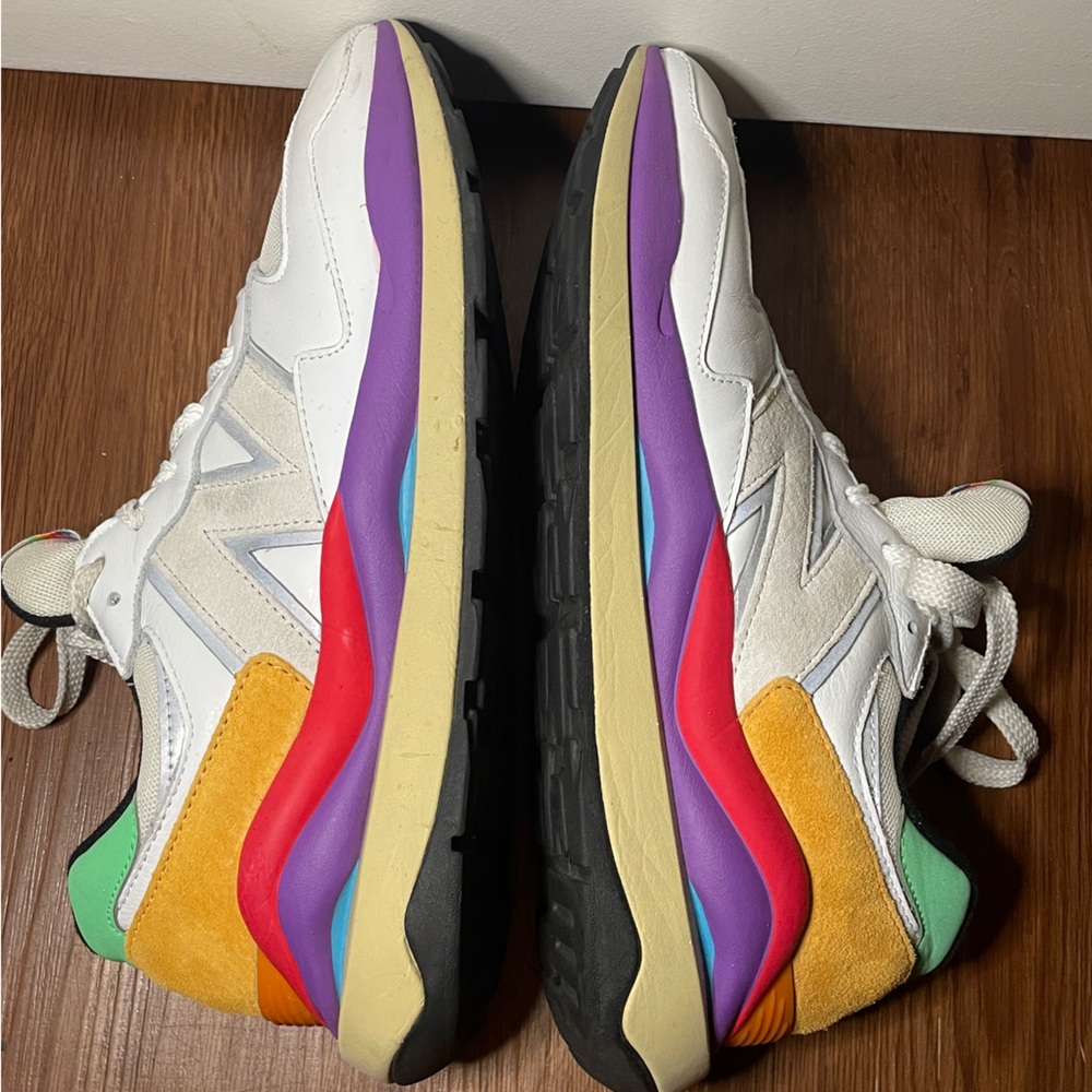 New Balance White Sneakers with Purple, Red, Yellow & Green Accents - Picture 7 of 11